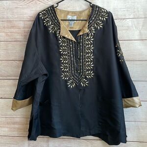 LINEA 100%‎ SILK BLAZER WITH BEADING AND EMBROIDERY